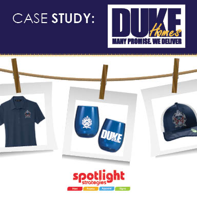 Duke Homes Custom embroidery apparel and hats, and promotional products/drinkware