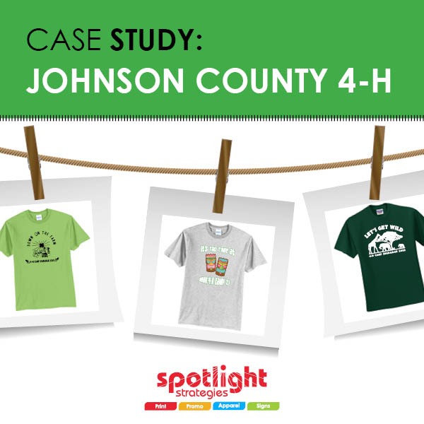 Johnson County 4-H custom apparel: DTF and screen-print t-shirts from Spotlight Strategies