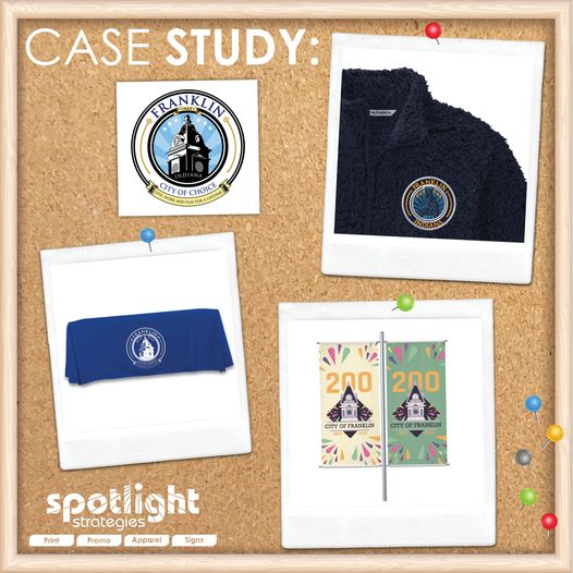 City of Franklin embroidered fleece, custom banners, tablecloths, and stickers/decals at Spotlight Strategies